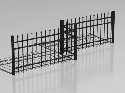 Metallic fence 04 3D model