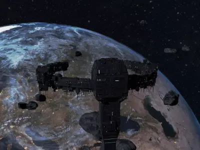 Sci Fi Space Station 3D Environment Cinematic Scene Low-poly 3D model