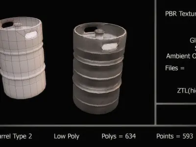 Barrel Pack Low-poly 3D model