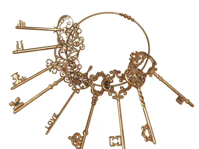 Vintage key chain 3D model