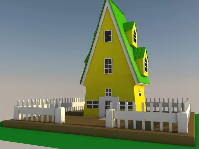 Low poly cartoon house Low-poly 3D model shop