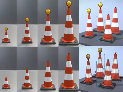 Traffic Cones All Sizes 3D Model Pack