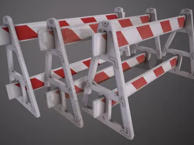 A-frame plastic construction barrier Low-poly 3D model