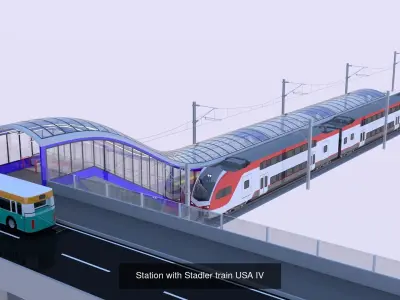 Stadler Kiss USA stations III 3D Model Pack