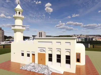 Mosque Masjid with concrete Minaret in Revit 3D model
