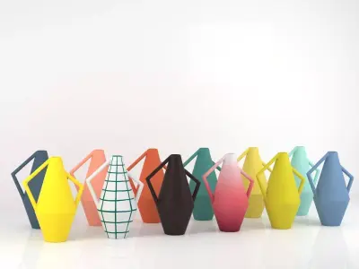 V three vases and vase 3D model