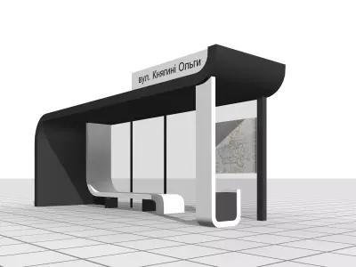 Bus stop Low-poly 3D model