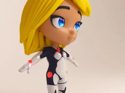 Sci-fi girl character rigged 3D model