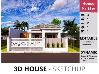 House 9x18m code 655 - Sketchup 3D model 3D model 3D model