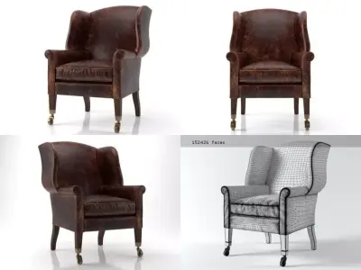Asher Leather Chair 3D model