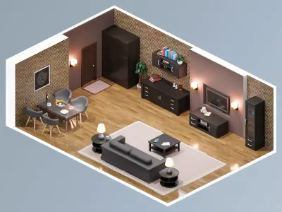 Room 25 Low-poly 3D model