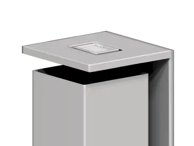 Aluminum height adjustable box type trash can Low-poly 3D model