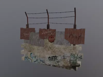 Apocalyptic Fence Wall - Vol 01 Low-poly 3D model