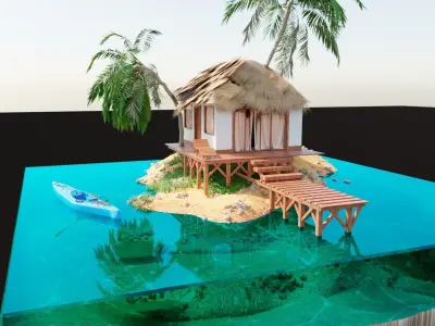 small island made with blender 3D model