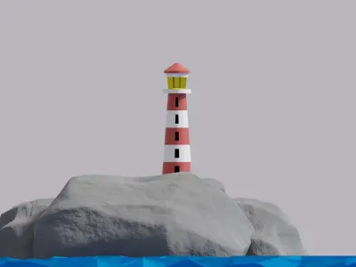 Cartoon Light House 3D model