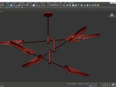 Black Metal Modern Pendant Lighting Fixtures Sputnik Hanging  Low-poly 3D model