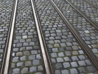 COBBLESTONE RAILWAY PBR SEAMLESS GROUND TEXTURE 3D model
