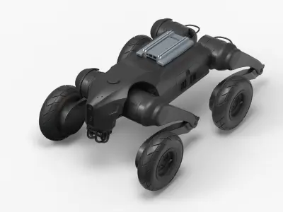  Autonomous Patrol Robot Dog Black Rigged 