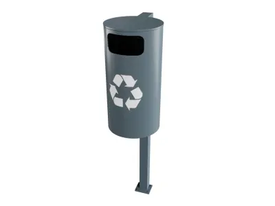 Classic Public Bin Low-poly 3D model