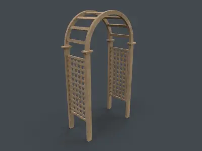 PBR Wooden Arbour Garden Arch A Low-poly 3D model