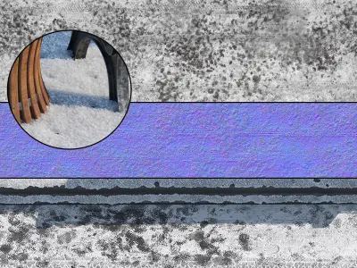 Snow Bench and Sidewalk with street  3D model