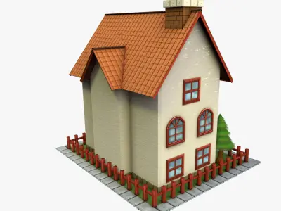 Cartoon House Low-poly 3D model