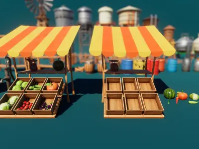 Farm Tools and Supplies Stylized Low-poly 3D model