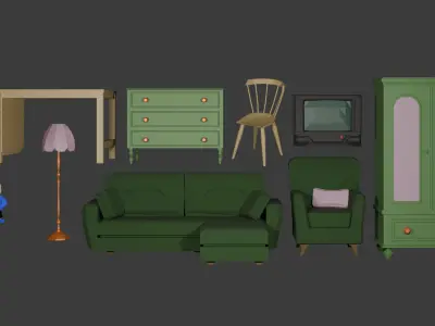 Low Poly Furniture Pack Low-poly 3D model