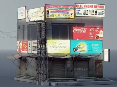 Markets Low-poly 3D model