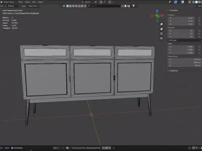 Suri 3 Drawer 3 Door Side Board Low-poly 3D model