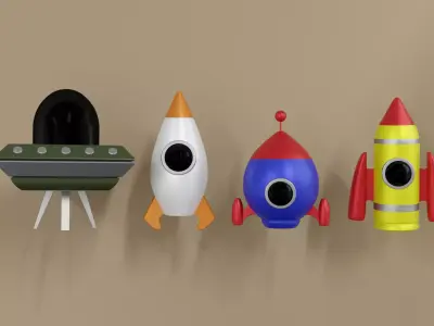 Spaceship pack  Low-poly 3D model