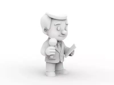 Cartoon Reporter 3D Printable 3D print model