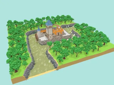 Medieval Castle Low-poly 3D model
