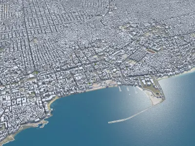 Mogadishu Somalia 35km Low-poly 3D model