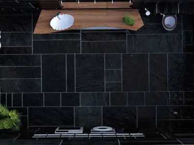 Bathroom with tiles and plants 3D model