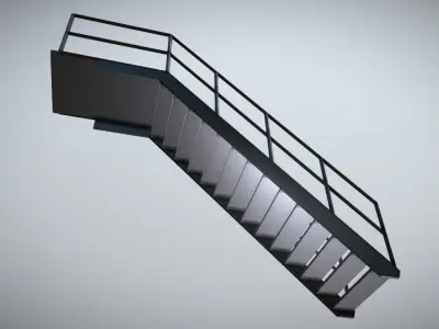 Metal Stair Low-poly 3D model
