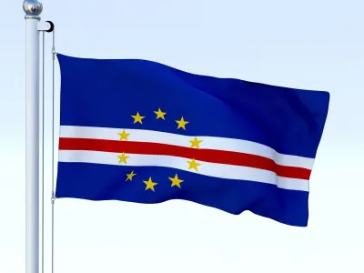 Animated Cape Verde Flag Low-poly 3D model
