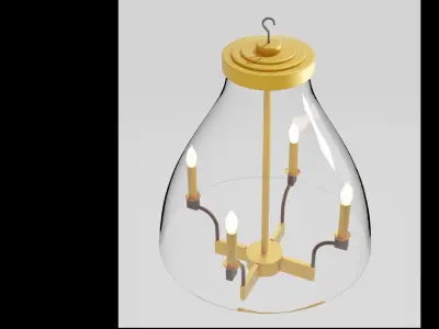 Chandeliers glass pendant light with three candle holders 3D model