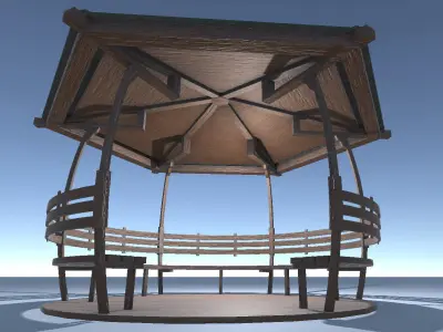 Pergola PBR 3D model gazebo in park Low-poly 3D model
