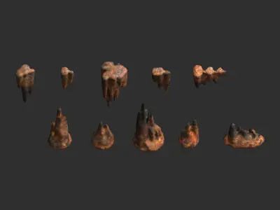 Cave Rock Pack 1 - Rust Low-poly 3D model