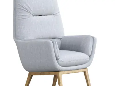 chair lounge in light with wooden legs 3D model