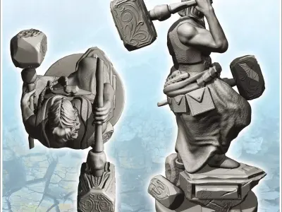 Hephaestus Vulcan with anvil and forging hammers 8 - Medieval Fa 3D print model