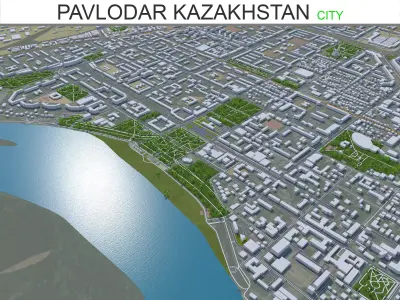 Pavlodar City Kazakhstan Low-poly 3D model