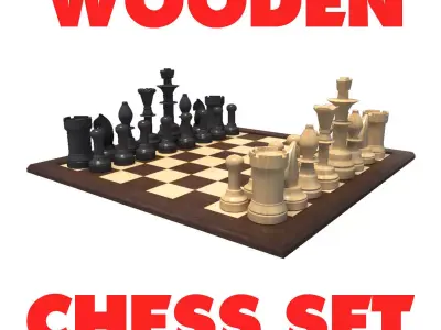 Chess Coins Wooden Set Free low-poly 3D model
