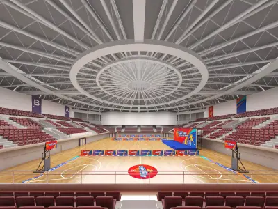 Modern Indoor Basketball Stadium Gymnasium Low-poly 3D model