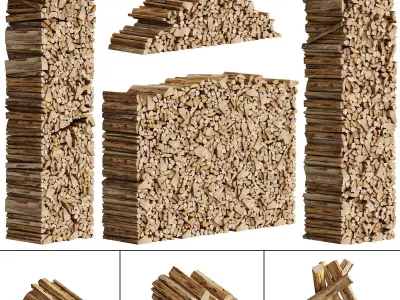 038 Firewood Logs 01 Packed Stacks  3D model