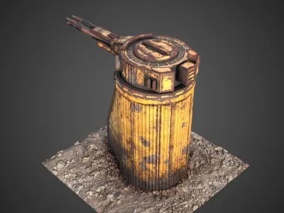 Sci-fi Gun turret of Saratoga class carrier Low-poly 3D model