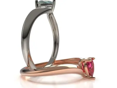 Solitaire Pear Cut Engagement Ring R 56 3D print model