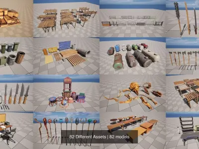 82 Different Assets 3D Model Pack