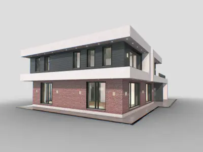 H0001 High-Tech Residence Low-poly 3D model